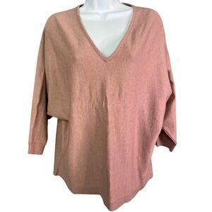 NWT J.Jill Sweater V Neck M Dusty‎ Plum Knit Cotton Blend Dolman Classic Cool